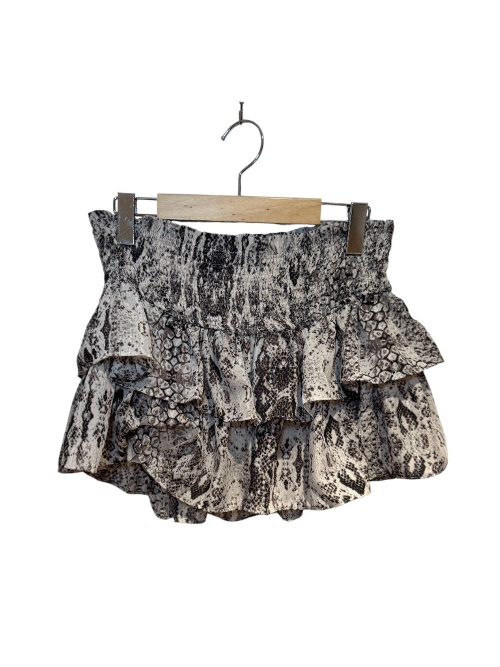 MUSTARD SEED snakeskin print tiered elastic waist mini skirt - size M